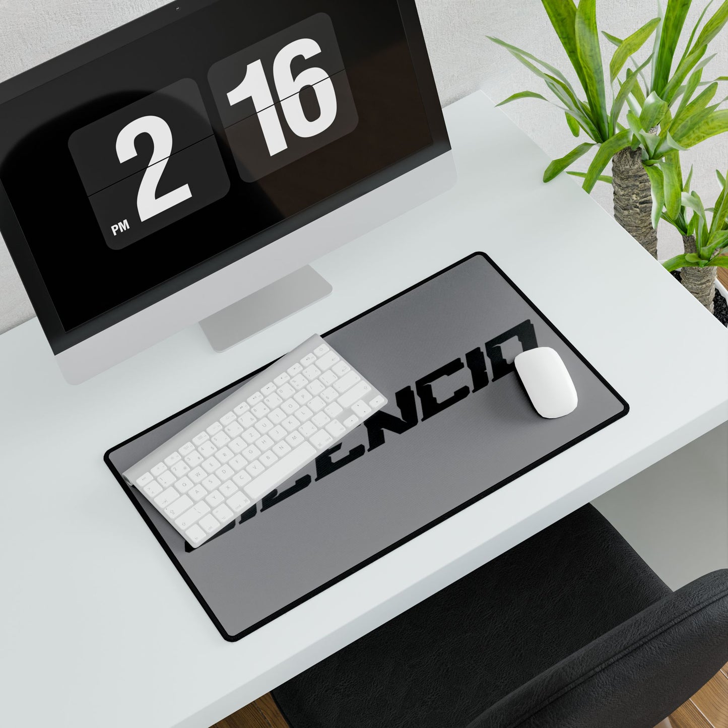 Sleek Black Desk Mat with Zilencio Design