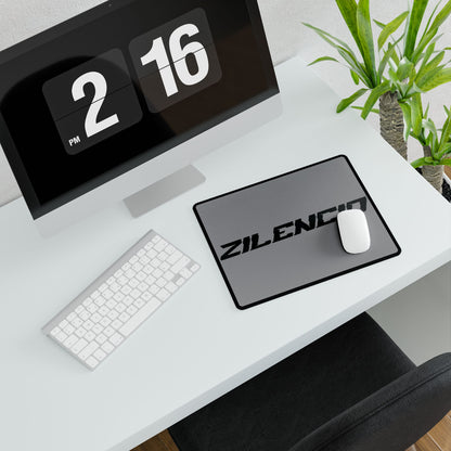 Sleek Black Desk Mat with Zilencio Design