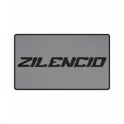 Sleek Black Desk Mat with Zilencio Design